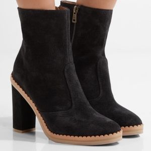 See By Chloe Scalloped Suede Ankle Boots